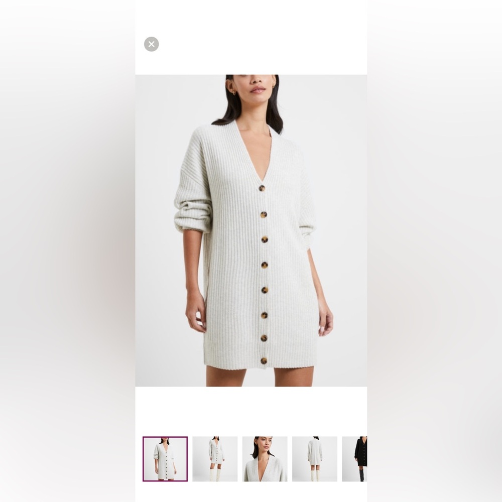 FRENCH CONNECTION Babysoft Rib Button Front Long Sleeve Sweater Dress